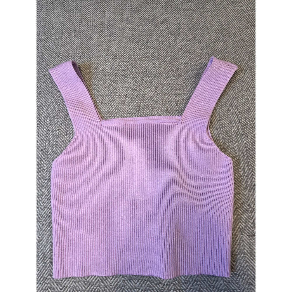 Shein Cropped Tank Top Women's Large Purple Soft Ribbed Square Neck Sleeveless
